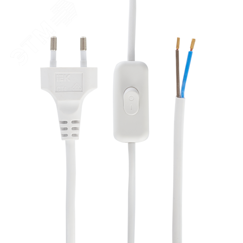 Шнур УШ-1КВ с выключателем 2м ПВС 2х0.75 6А белый 3