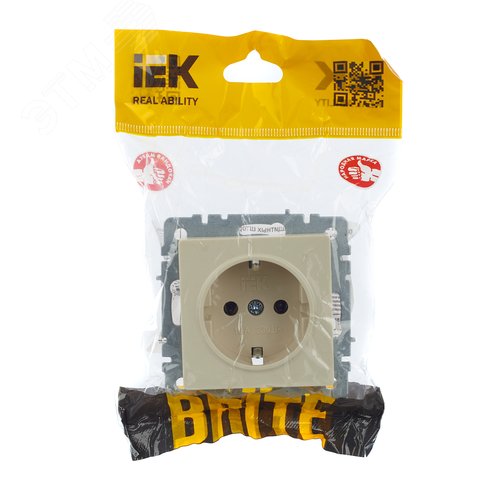 BRITE Розетка с заземлением без защитных шторок 16А РС11-1-0-БрКр бежевый - фото 7