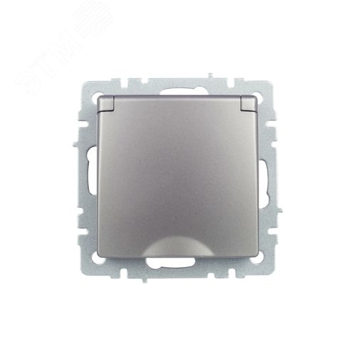 BRITE Розетка с заземлением с защитными шторками и крышкой 16А IP20 РСбш10-3-БрС сталь - фото 5