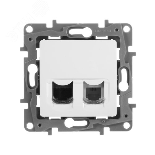 Розетка двойная RJ11+RJ45 кат.5E UTP белый ETIKA - фото 2