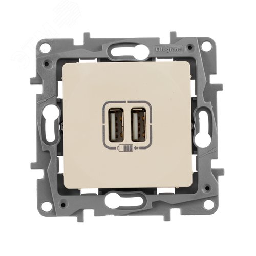 ETIKA Зарядное устройство с двумя USBразьемами 240В/5В 2400мА слоновая кость (672394) 2