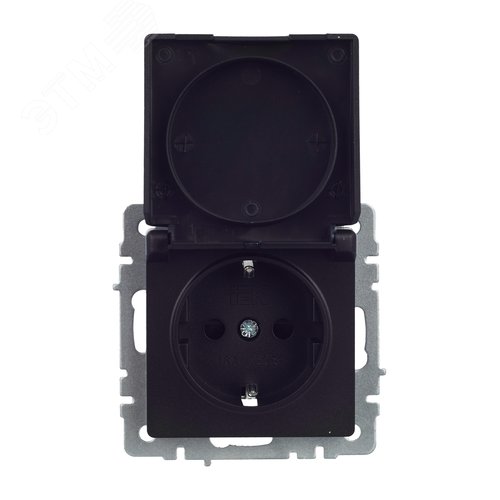 BRITE Розетка с заземлением с защитными шторками и крышкой 16А IP44 РСбш10-3-44-БрЧ черный - фото 9