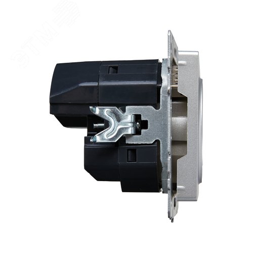 BRITE Розетка с заземлением с защитными шторками 16А с USB A+A 2,1А РЮш10-1-БрА алюминий - фото 3