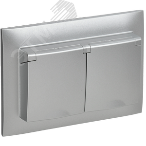 SKANDY Розетка 2-местная и крышкой 16А в сборе IP44 SK-R12S серебряный IEK - IEK (ИЭК)