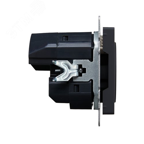 BRITE Розетка с заземлением с защитными шторками 16А с USB A+A 2,1А РЮш10-1-БрГ графит - фото 3