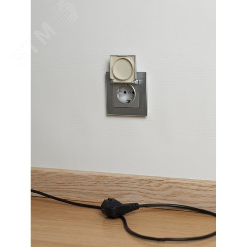 BRITE Розетка с заземлением с защитными шторками и крышкой 16А IP20 РСбш10-3-БрА алюминий - фото 4