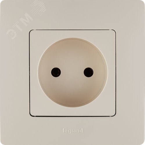 Розетка 1-местная без заземления без защитных шторок 16А слоновая кость ETIKA 3