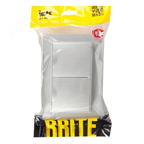 BRITE Розетка двойная с заземлением с защитными шторками и крышкой 16А в сборе IP44 РСбш12-3-44-БрА алюминий - фото 7