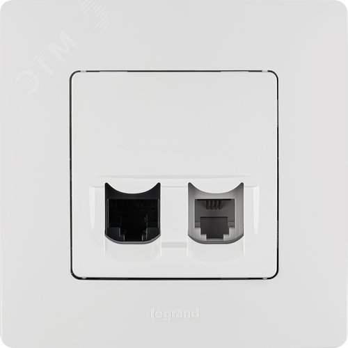 Розетка двойная RJ11+RJ45 кат.5E UTP белый ETIKA - фото 3