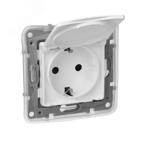 ETIKA Розетка с заземлением IP44 белая (672232) 2