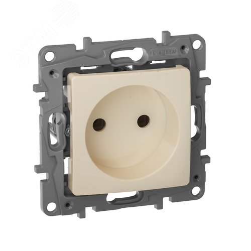 Розетка 1-местная без заземления без защитных шторок 16А слоновая кость ETIKA
