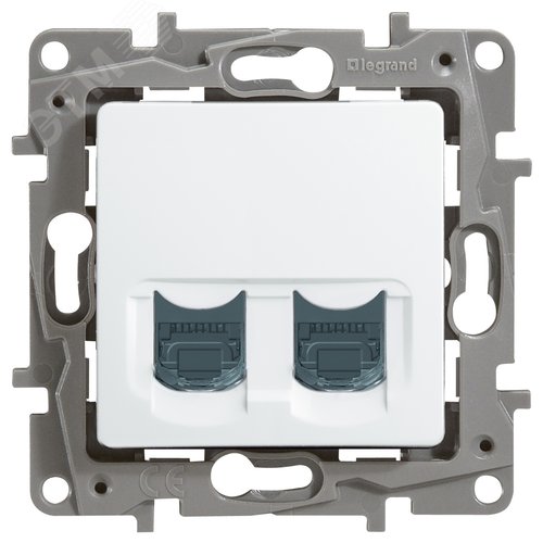 Розетка компьютерная двойная RJ45 категория 6 UTP белый ETIKA - фото 3