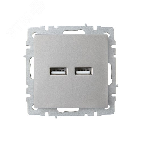 BRITE Розетка USB A+A 3.1А РЮ10-1-БрС сталь - фото 2