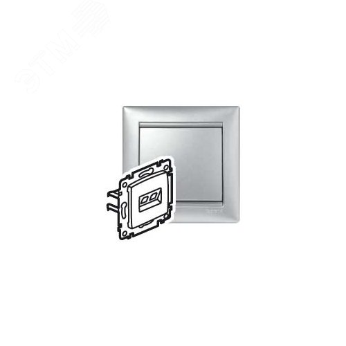 Розетка компьютерная RJ45 категория 5Е UTP с захватами алюминий VALENA