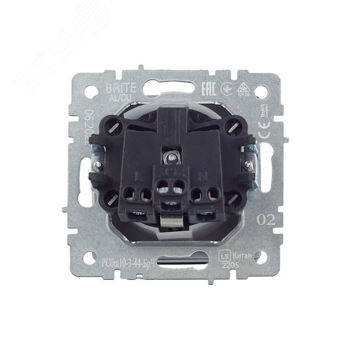 BRITE Розетка с заземлением с защитными шторками и крышкой 16А IP44 РСбш10-3-44-БрЧ черный - фото 7