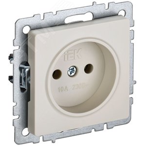 BRITE Розетка без заземления без защитных шторок 10А РС10-1-0-БрКр бежевый - IEK (ИЭК)