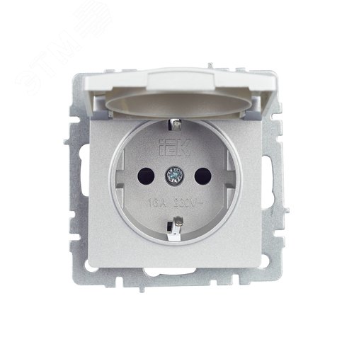 BRITE Розетка с заземлением с защитными шторками и крышкой 16А IP20 РСбш10-3-БрА алюминий - фото 10