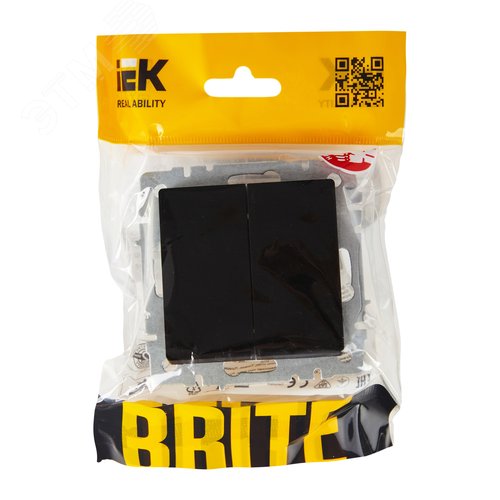 BRITE Выключатель двухклавишный проходной 10А ВС10-2-6-БрЧ черный - фото 6