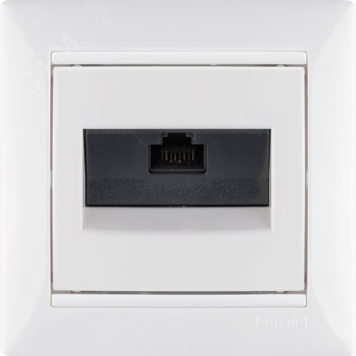 VALENA Розетка компьютерная RJ45х1 в рамку категория 5е белая на винтах (774238) - фото 2