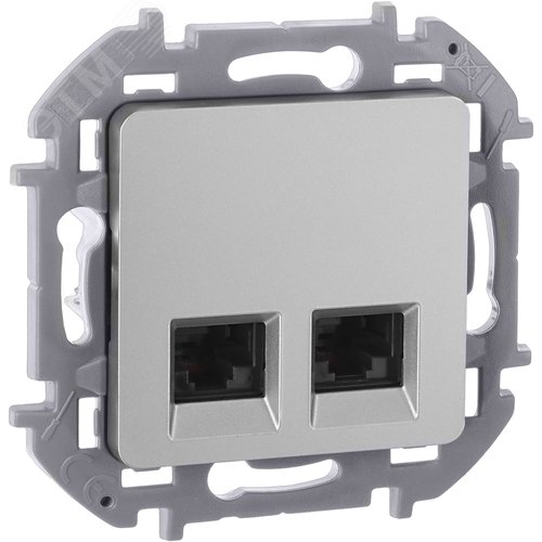 Розетка компьютерная двойная RJ45 категория 6 UTP алюминий INSPIRIA - Legrand