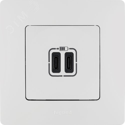 Зарядное устройство с двумя USB-разьемами тип C-тип С 240В/5В 3000мА - Etika - Цвет Белый (672235) - фото 2