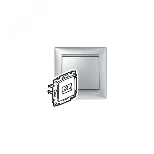 Розетка компьютерная двойная RJ45 категория 6 UTP с захватами алюминий VALENA - IEK (ИЭК)