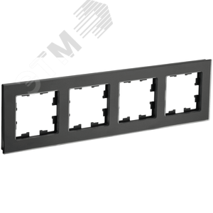 BRITE Рамка 4 поста РУ-4-2-Бр стекло черный матовый IEK - IEK (ИЭК)