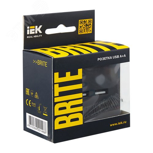 BRITE Розетка USB A+A 3.1А РЮ10-1-БрГ графит - фото 7