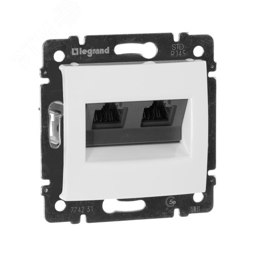 Розетка компьютерная двойная RJ45 категория 5Е UTP с захватами белый VALENA - Legrand
