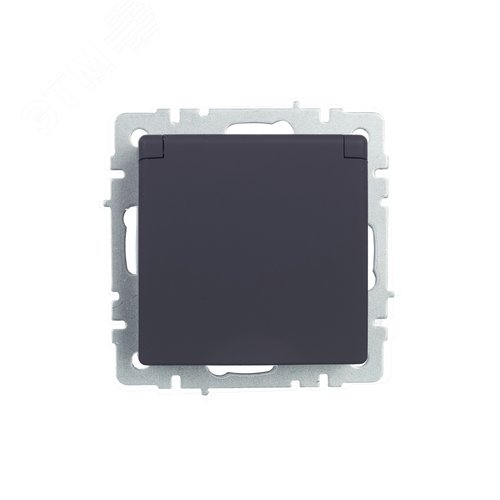 BRITE Розетка одинарная с заземлением с защитными шторками и крышкой 16А IP44 РСбш10-3-44-БрГ графит - фото 5