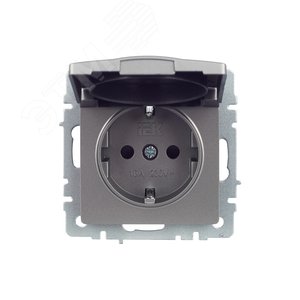 BRITE Розетка с заземлением с защитными шторками и крышкой 16А IP20 РСбш10-3-БрС сталь - фото 10