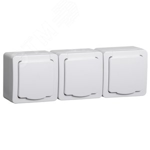 Гермес PLUS Розетка тройная с заземлением наружная белая IP54 - IEK (ИЭК)