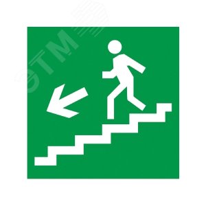 Этикетка самоклеящаяся 50х50мм Направление к эвакуационному выходу (по лестнице налево вниз)