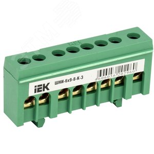 Шина PE земля корпусный изолятор на DIN-рейку ШНИ-6х9-8-К-З - IEK (ИЭК)