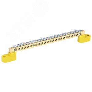 Шина PE земля на двух угловых изоляторах ШНИ-6х9-24-У2-Ж