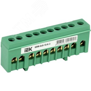 Шина PE земля корпусный изолятор на DIN-рейку ШНИ-6х9-10-К-З - IEK (ИЭК)