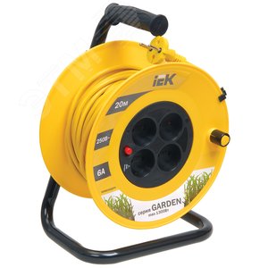 Удлинитель силовой 4 розетки шнур 20м ПВС 2x0.75 УК20 с термозащитой - IEK (ИЭК)