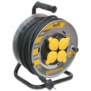 Удлинитель силовой 4 розетки шнур 30м КГ 3x2.5 УК30 с термозащитой IP44 - IEK (ИЭК)