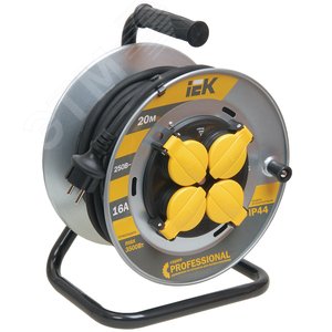 Удлинитель силовой 4 розетки шнур 20м КГ 3x1.5 УК20 с термозащитой IP44 - IEK (ИЭК)