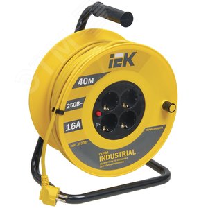 Удлинитель силовой 4 розетки шнур 40м ПВС 3x1.5 УК40 с термозащитой 2P+PE - IEK (ИЭК)