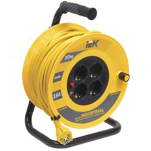 Катушка УК30 с термозащитой 4 места 2Р+PЕ/30м 3х1.5мм.кв Industrial - IEK (ИЭК)