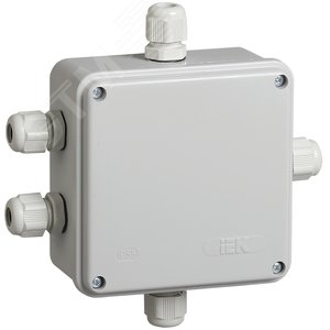 Коробка КМ41330 распаячная для открытой проводки 100х100х50мм IP55 RAL7035 гермовводы PG9 - IEK (ИЭК)