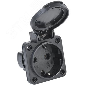 Розетка панельная РП14-3 2Р+РЕ 16А з/к с крышкой IP54 черная MAGNUM - IEK (ИЭК)