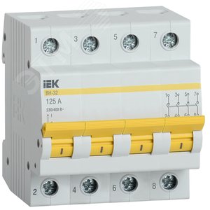 Выключатель нагрузки (мини-рубильник) ВН-32 4Р 125А - IEK (ИЭК)