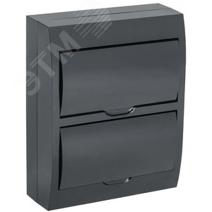 Корпус модульный пл. нав. ЩРН-П-24 черный черн. дв. IP41