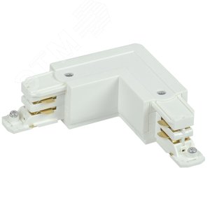 Соединитель L-образный наружный для трехфазного осветительного шинопровода белый IEK