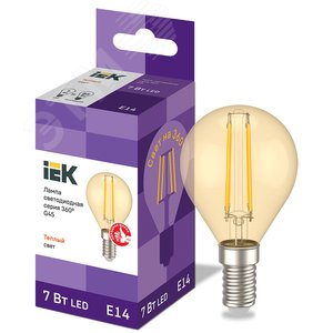 Лампа светодиодная G45 шар золото 7Вт 230В 2700К E14 серия 360 град