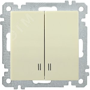 ВС10-2-1-Б Выключатель двухклавишный с индикацией 10А BOLERO кремовый