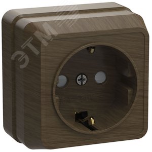 OKTAVA Розетка 1-местная с заземлением с защитными шторками для открытой установки 16А РСш20-3-ОД дуб GENERICA