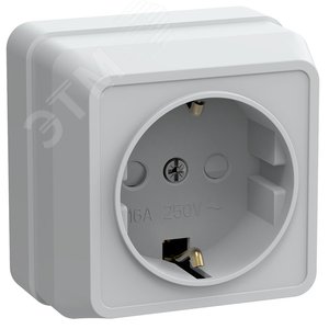 OKTAVA Розетка 1-местная с заземлением с защитными шторками для открытой установки 16А РСш20-3-ОБ белый GENERICA
